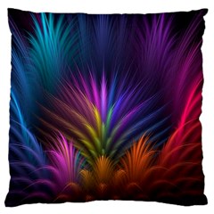 Colored Rays Symmetry Feather Art Large Flano Cushion Case (one Side)