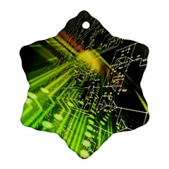 Electronics Machine Technology Circuit Electronic Computer Technics Detail Psychedelic Abstract Patt Snowflake Ornament (two Sides) by BangZart