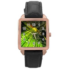 Electronics Machine Technology Circuit Electronic Computer Technics Detail Psychedelic Abstract Patt Rose Gold Leather Watch 