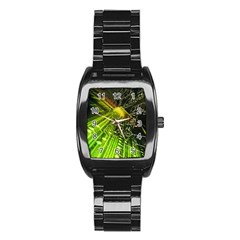 Electronics Machine Technology Circuit Electronic Computer Technics Detail Psychedelic Abstract Patt Stainless Steel Barrel Watch