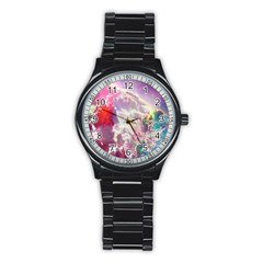 Clouds Multicolor Fantasy Art Skies Stainless Steel Round Watch