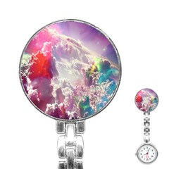 Clouds Multicolor Fantasy Art Skies Stainless Steel Nurses Watch