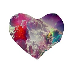 Clouds Multicolor Fantasy Art Skies Standard 16  Premium Flano Heart Shape Cushions