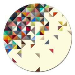 Retro Pattern Of Geometric Shapes Magnet 5  (round)