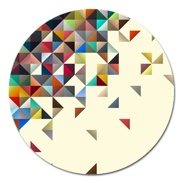 Retro Pattern Of Geometric Shapes Magnet 5  (Round)