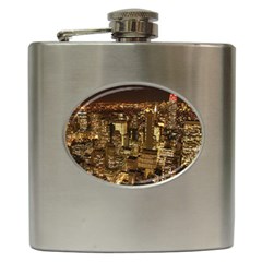 New York City At Night Future City Night Hip Flask (6 Oz) by BangZart