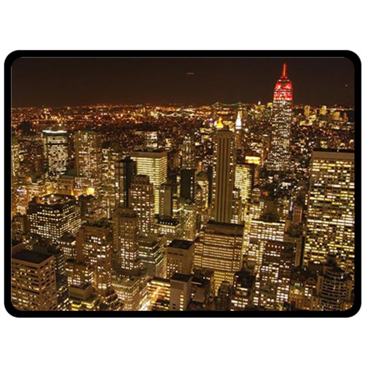 New York City At Night Future City Night Double Sided Fleece Blanket (Large) 