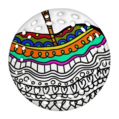 Abstract Apple Art Colorful Round Filigree Ornament (two Sides) by Nexatart