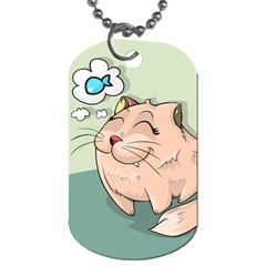 Cat Animal Fish Thinking Cute Pet Dog Tag (one Side) by Nexatart