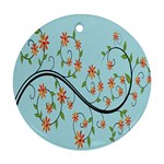 Branch Floral Flourish Flower Round Ornament (Two Sides) Front