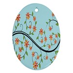 Branch Floral Flourish Flower Oval Ornament (Two Sides) Front