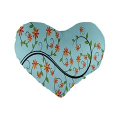 Branch Floral Flourish Flower Standard 16  Premium Flano Heart Shape Cushions by Nexatart