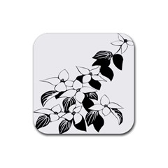 Ecological Floral Flowers Leaf Rubber Square Coaster (4 Pack) 