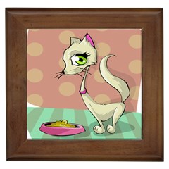 Cat Food Eating Breakfast Gourmet Framed Tiles by Nexatart