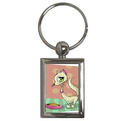 Cat Food Eating Breakfast Gourmet Key Chains (rectangle) 