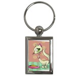 Cat Food Eating Breakfast Gourmet Key Chains (Rectangle)  Front