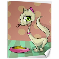 Cat Food Eating Breakfast Gourmet Canvas 12  X 16   by Nexatart