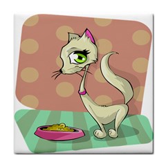 Cat Food Eating Breakfast Gourmet Face Towel by Nexatart