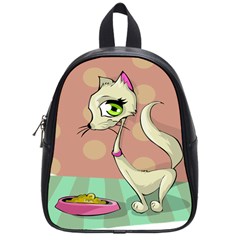 Cat Food Eating Breakfast Gourmet School Bags (small)  by Nexatart