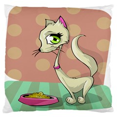 Cat Food Eating Breakfast Gourmet Standard Flano Cushion Case (two Sides) by Nexatart