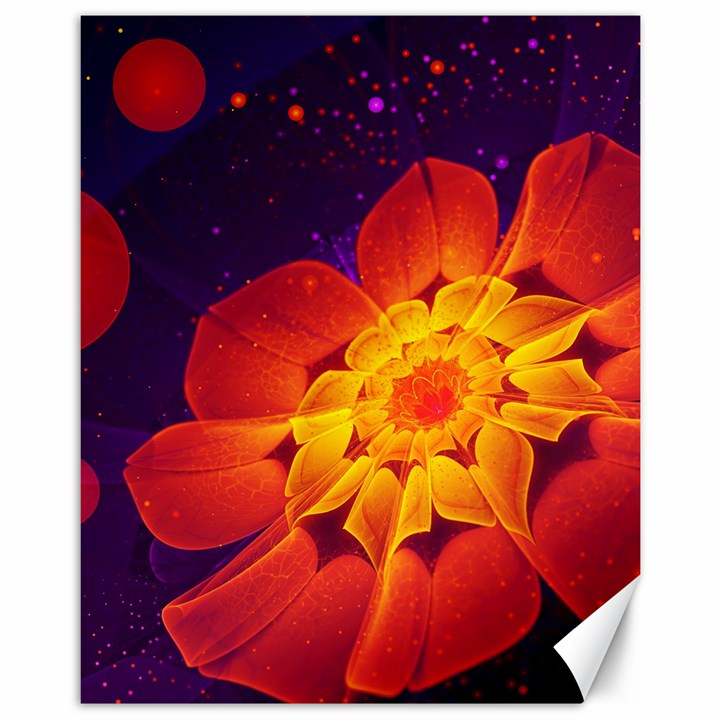 Royal Blue, Red, and Yellow Fractal Gerbera Daisy Canvas 11  x 14  