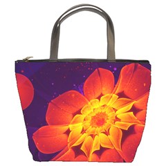 Royal Blue, Red, And Yellow Fractal Gerbera Daisy Bucket Bags by jayaprime