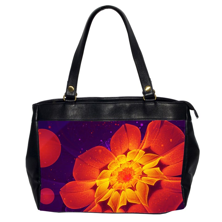 Royal Blue, Red, and Yellow Fractal Gerbera Daisy Office Handbags (2 Sides) 