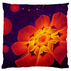 Royal Blue, Red, And Yellow Fractal Gerbera Daisy Large Cushion Case (two Sides)