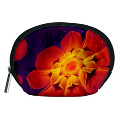 Royal Blue, Red, And Yellow Fractal Gerbera Daisy Accessory Pouches (medium)  by jayaprime