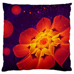 Royal Blue, Red, And Yellow Fractal Gerbera Daisy Large Flano Cushion Case (one Side) by jayaprime