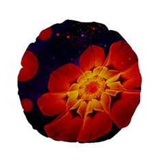 Royal Blue, Red, And Yellow Fractal Gerbera Daisy Standard 15  Premium Flano Round Cushions by jayaprime