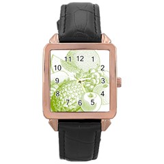 Fruits Vintage Food Healthy Retro Rose Gold Leather Watch  by Nexatart