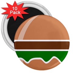 Hamburger Fast Food A Sandwich 3  Magnets (10 pack) 