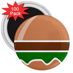 Hamburger Fast Food A Sandwich 3  Magnets (100 Pack) by Nexatart