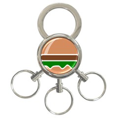 Hamburger Fast Food A Sandwich 3-Ring Key Chains