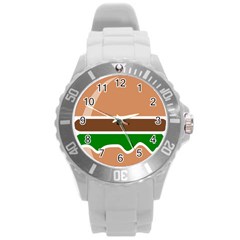 Hamburger Fast Food A Sandwich Round Plastic Sport Watch (L)