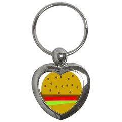 Hamburger Food Fast Food Burger Key Chains (heart)  by Nexatart