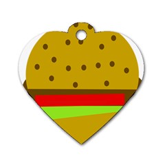 Hamburger Food Fast Food Burger Dog Tag Heart (two Sides) by Nexatart