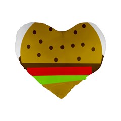 Hamburger Food Fast Food Burger Standard 16  Premium Flano Heart Shape Cushions by Nexatart