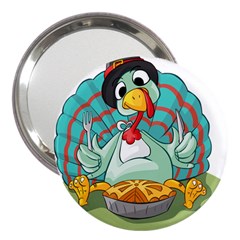 Pie Turkey Eating Fork Knife Hat 3  Handbag Mirrors by Nexatart