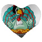 Pie Turkey Eating Fork Knife Hat Large 19  Premium Flano Heart Shape Cushions Front