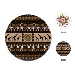 Giraffe African Vector Pattern Playing Cards (round)  by BangZart