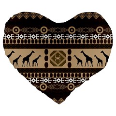 Giraffe African Vector Pattern Large 19  Premium Flano Heart Shape Cushions