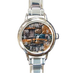 Brick Wall Pattern Round Italian Charm Watch by BangZart