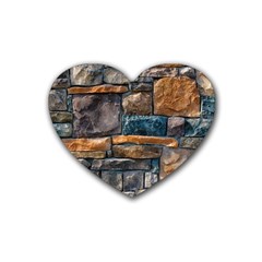 Brick Wall Pattern Heart Coaster (4 Pack)  by BangZart