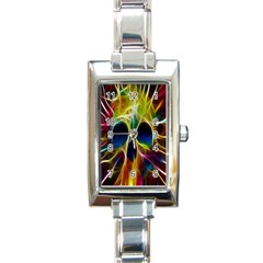 Skulls Multicolor Fractalius Colors Colorful Rectangle Italian Charm Watch by BangZart