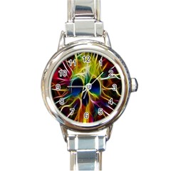 Skulls Multicolor Fractalius Colors Colorful Round Italian Charm Watch by BangZart