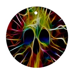 Skulls Multicolor Fractalius Colors Colorful Ornament (round) by BangZart