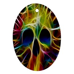 Skulls Multicolor Fractalius Colors Colorful Ornament (oval) by BangZart