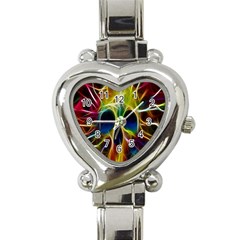 Skulls Multicolor Fractalius Colors Colorful Heart Italian Charm Watch by BangZart